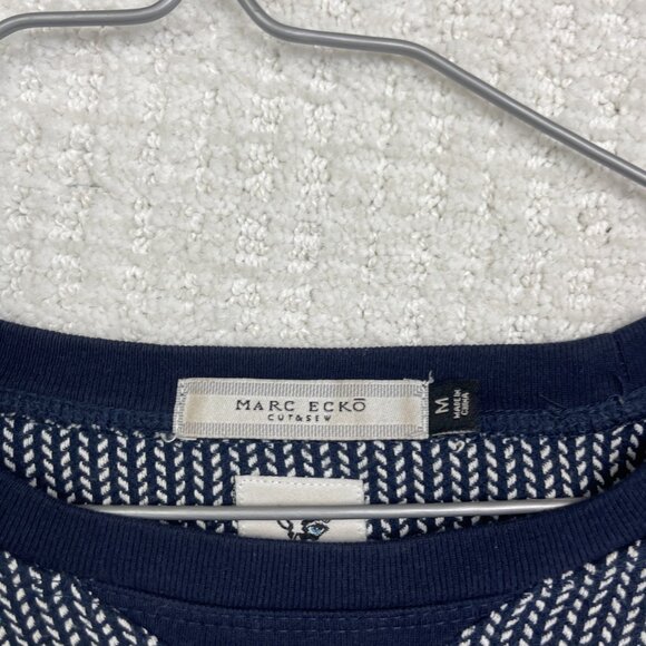 Vintage Y2K Mark Ecko Cut & Sew Pullover Sweater Men’s M Pocket Blue / White - Picture 12 of 14